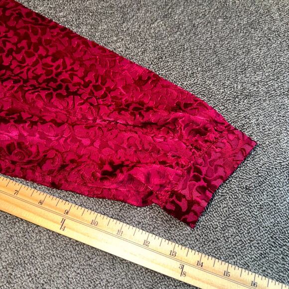 Anthropologie Velvet Jacquard Burnout Blouse Top Womens XS Burgundy Button Front - Picture 8 of 9